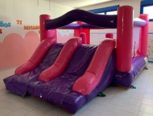 Castillo Hinchable Doble Tobogán Rosa — alquiler en Algemesí