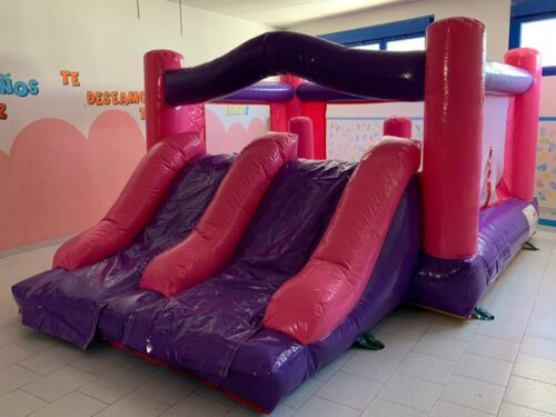 Castillo Hinchable Doble Tobogán Rosa