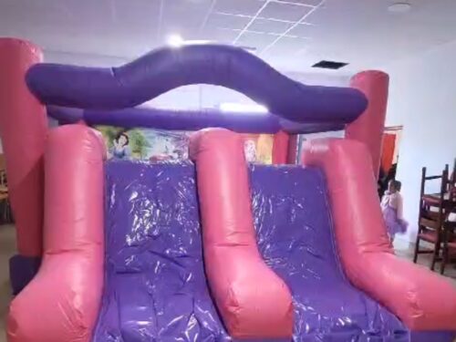 Castillo Hinchable Doble Tobogan Princesas y Unicornios